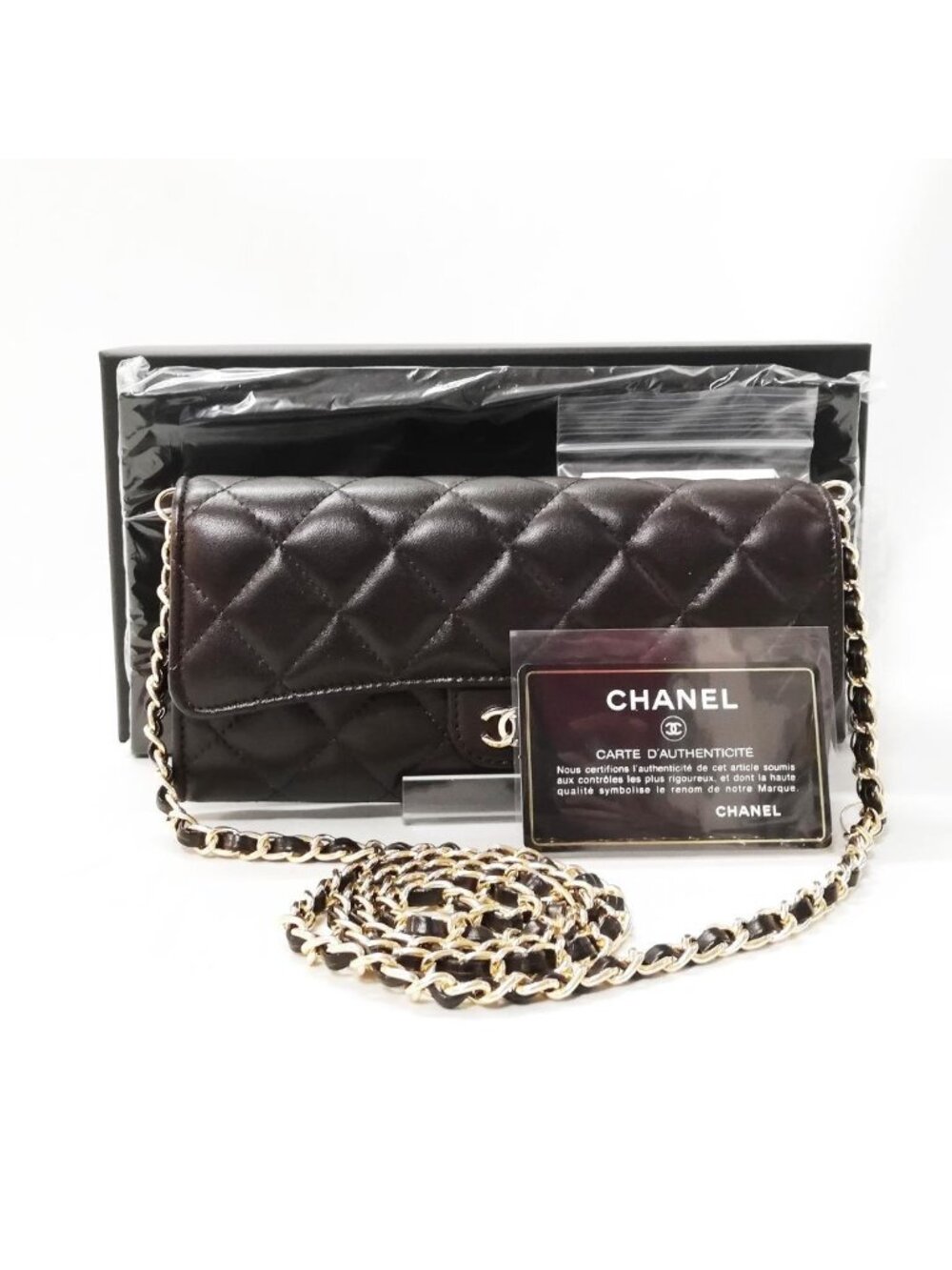 Chanel Lambskin Quilted Wallet Brown